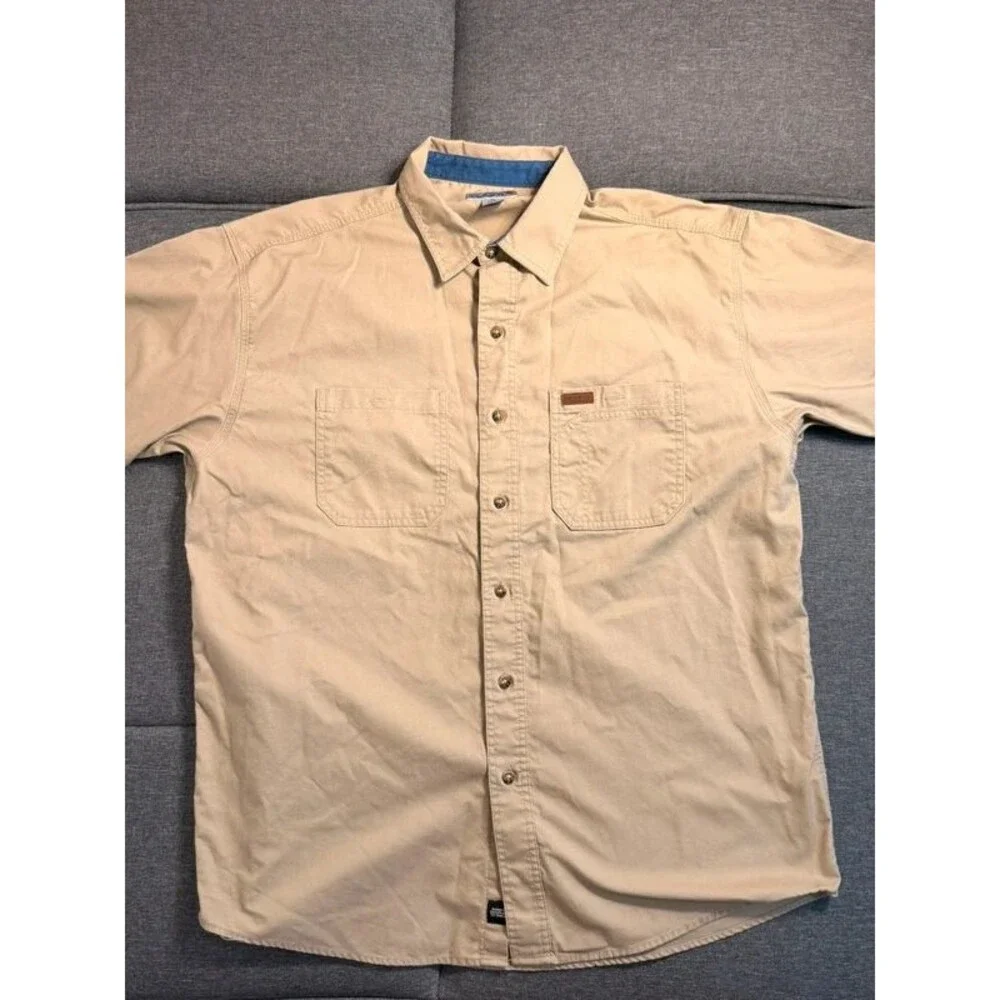 Vintage Carhartt Tradesman Canvas Work Shirt - Beige (Size XL)